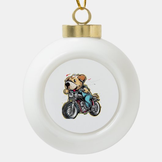 lustiger Hund Keramik Kugel-Ornament (Vorderseite)