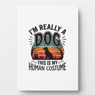 Lustiger Hund-Mensch-Kostüm Halloween Vintage Hund Fotoplatte