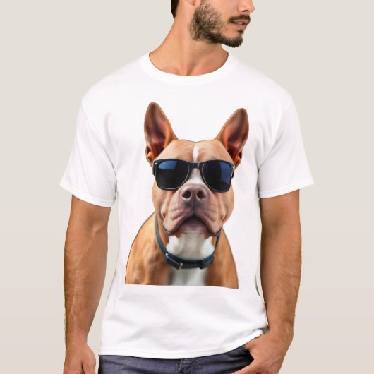 Lustiger Hund mit Sonnenbrille T-Shirt (Vorderseite)