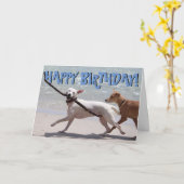 Lustiger Hund mit Stockgeburtstagskarte Karte (Gelbe Blume)