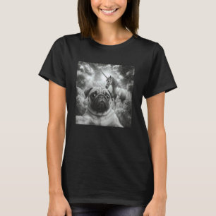 Lustiger Hund Pug Selfie mit Einhorn T-Shirt