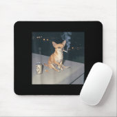 Lustiger Hund raucht Chihuahua Meme Zigarette Bier Mousepad (Mit Mouse)