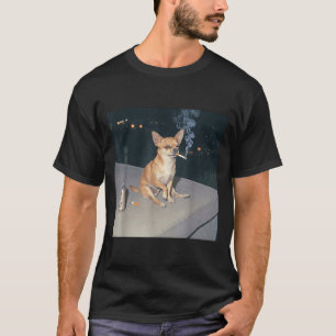 Lustiger Hund raucht Chihuahua-Meme-Zigarette Bier T-Shirt
