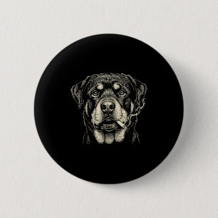 Lustiger Hund raucht Zigarette Lustiger Rottweiler Button