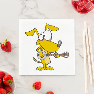 Lustiger Hund spielt Banjo-Musik Serviette