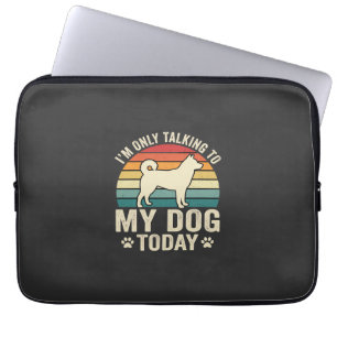 Lustiger Hund spricht Retro-Sonnenuntergang Laptopschutzhülle