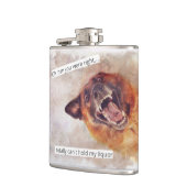 Lustiger Hund trinkt Flasche Flachmann (Links)
