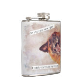 Lustiger Hund trinkt Flasche Flachmann (Rechts)