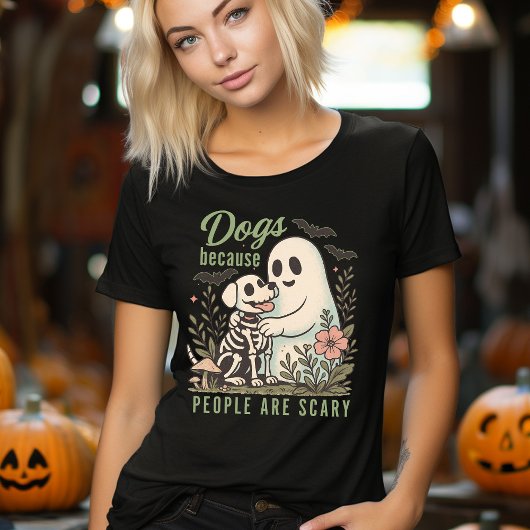Lustiger Hund und Geist Halloween Tri-Blend Shirt
