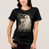 Lustiger Hund und Geist Halloween Tri-Blend Shirt (Vorderseite)
