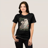 Lustiger Hund und Geist Halloween Tri-Blend Shirt (Vorderseite voll)