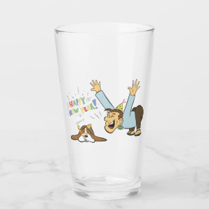 Lustiger Hund und Mann feiern neue Jahr-Cartoon Glas