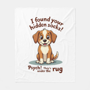 Lustiger Hund versteckte Socken Zitat Vintage Cart Fleecedecke