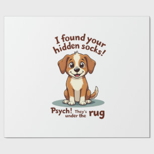 Lustiger Hund versteckte Socken Zitat Vintage Cart Geschenkpapier
