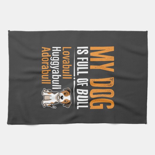Lustiger Hund voll mit Stier Design Geschirrtuch (Horizontal)