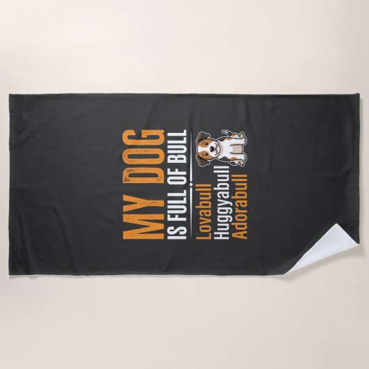 Lustiger Hund voller Stier-Design Strandtuch (Vorderseite)