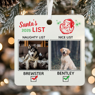 Lustiger Hund Weihnachten Unartig Nett Ornament Aus Metall