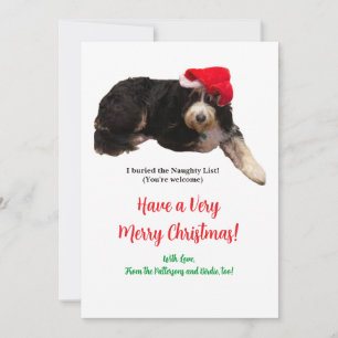 Lustiger Hund Weihnachtsfoto-Spruch Flache Feierta Feiertagskarte