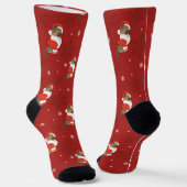 Lustiger Hund Weihnachtsmann Muster Rot Weihnachte Socken (Gewinkelt)