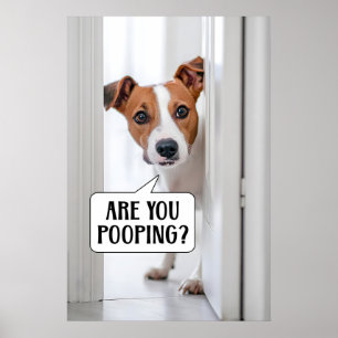 Lustiger Hunde-Badezimmer-Druck Toiletten-Humor AI Poster