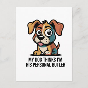 Lustiger Hunde-Butler-Cartoon-Spruch Feiertagspostkarte