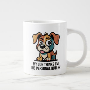 Lustiger Hunde-Butler-Cartoon-Spruch Jumbo-Tasse