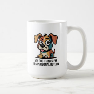 Lustiger Hunde-Butler-Cartoon-Zitat Kaffeetasse