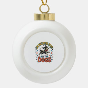Lustiger Hunde-Liebhaber Vintage-Haustier Alle Hun Keramik Kugel-Ornament