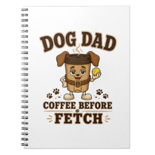 Lustiger Hunde-Vater Kaffee vor dem Holen Notizblock
