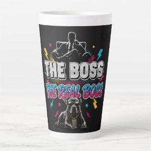 Lustiger Hundebesitzer "Der wahre Boss" Pitbull De Milchtasse