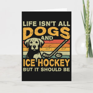 Lustiger Hundebesitzer und Eishockey-Fan-Geschenk Karte