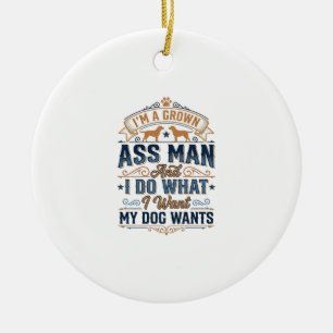 Lustiger Hundebesitzer-Zitat Vintage-Vektordesign_ Keramik Ornament
