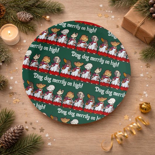 Lustiger Hundechor Ding Dog Weihnachtslied Wortspi Pappteller