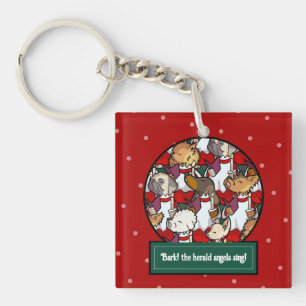 Lustiger Hundechor Weihnachtslied Pug Pun Cartoon Schlüsselanhänger