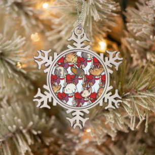 Lustiger Hundechor Weihnachtslied Sänger Cartoon Schneeflocken Zinn-Ornament