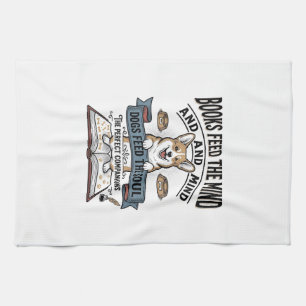 Lustiger Hundeleser Vintage-Engraving-Shirt für Bü Geschirrtuch