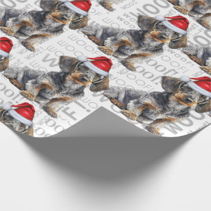 Lustiger Hundeliebhaber Wirehair-Dachshund in eine Geschenkpapier