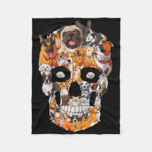 Lustiger Hundeschädel Hundepfotenliebhaber Hallowe Fleecedecke