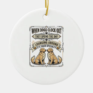 Lustiger Hundezitat Vintage-Gravur Loungende Welpe Keramik Ornament