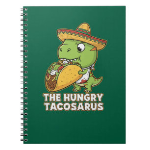 Lustiger hungriger Tacosaurus T-Rex Dinosaur frißt Notizblock