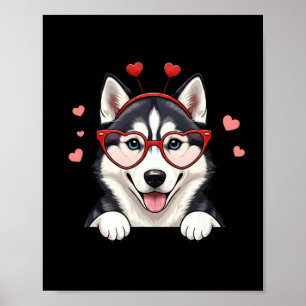 Lustiger Husky-Herz-Kopf-Valentinstag-Husky-Damen- Poster