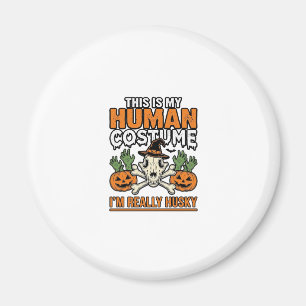 Lustiger Husky-Mensch-Kostüm Halloween-Hund-Shirt Magnet