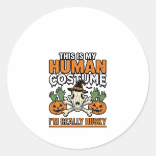 Lustiger Husky-Mensch-Kostüm Halloween-Hund-Shirt  Runder Aufkleber