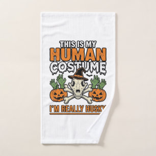 Lustiger Husky-Menschen-Kostüm Halloween-Hunde-Shi Handtuch