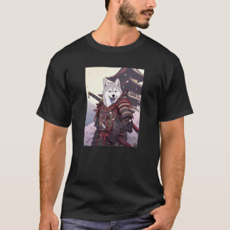 Lustiger Husky Samurai Lustiger Hund Japan T-Shirt