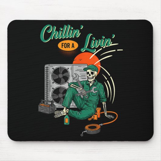 Lustiger Hvac-Tech-Skelett, das sich ein Leben lan Mousepad (Vorne)