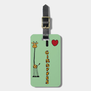 Lustiger i-Liebe-Giraffen-Cartoon Gepäckanhänger