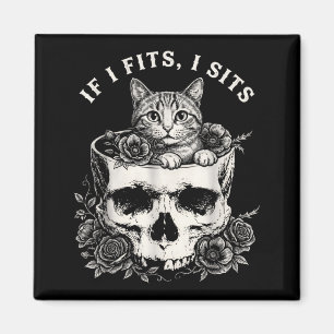 Lustiger If Fits Sits schwarzer Kater mit Totenkop Magnet