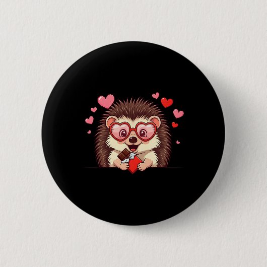 Lustiger Igel Herz Schokolade Valentinstag Damen M Button (Vorderseite)