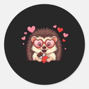 Lustiger Igel Herz Schokolade Valentinstag Damen Runder Aufkleber